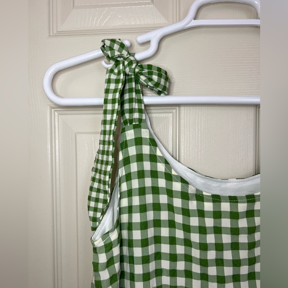 &merci Green Gingham shoulder tie strap dress - Picture 7 of 8
